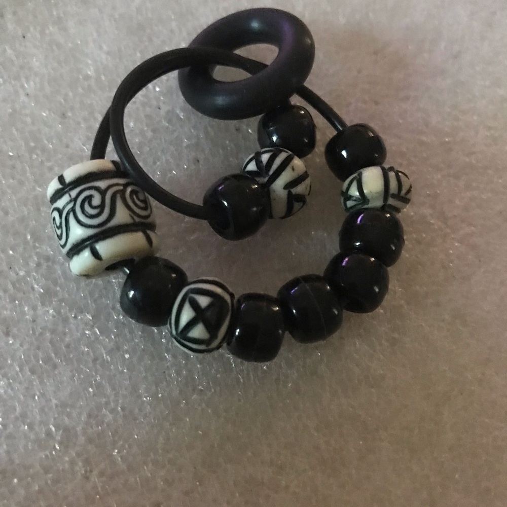 Black & White Beaded Hoop Charm